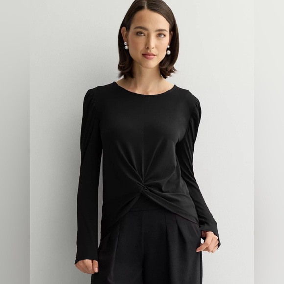 Nine West Tops - Nine West Twist Front Long-Sleeve Mineral Black Top XS
